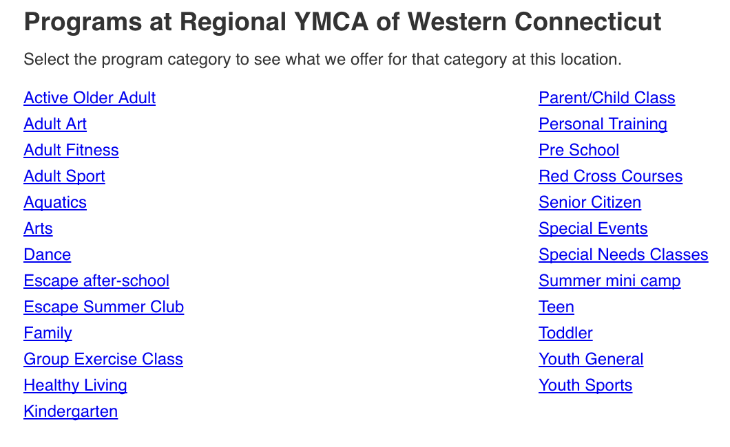 programs at regional ymca screenshot