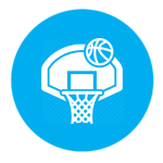 basketball hoop and court logo