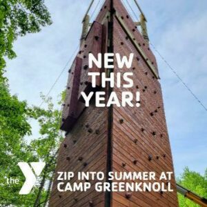 New this year at YMCA Camp Greenknoll- a climbing tower and zip line.