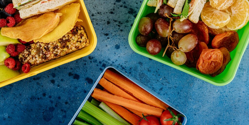 Healthy food in lunch containers