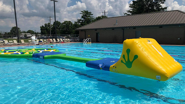 Inflatable wibit in an outdoor pool