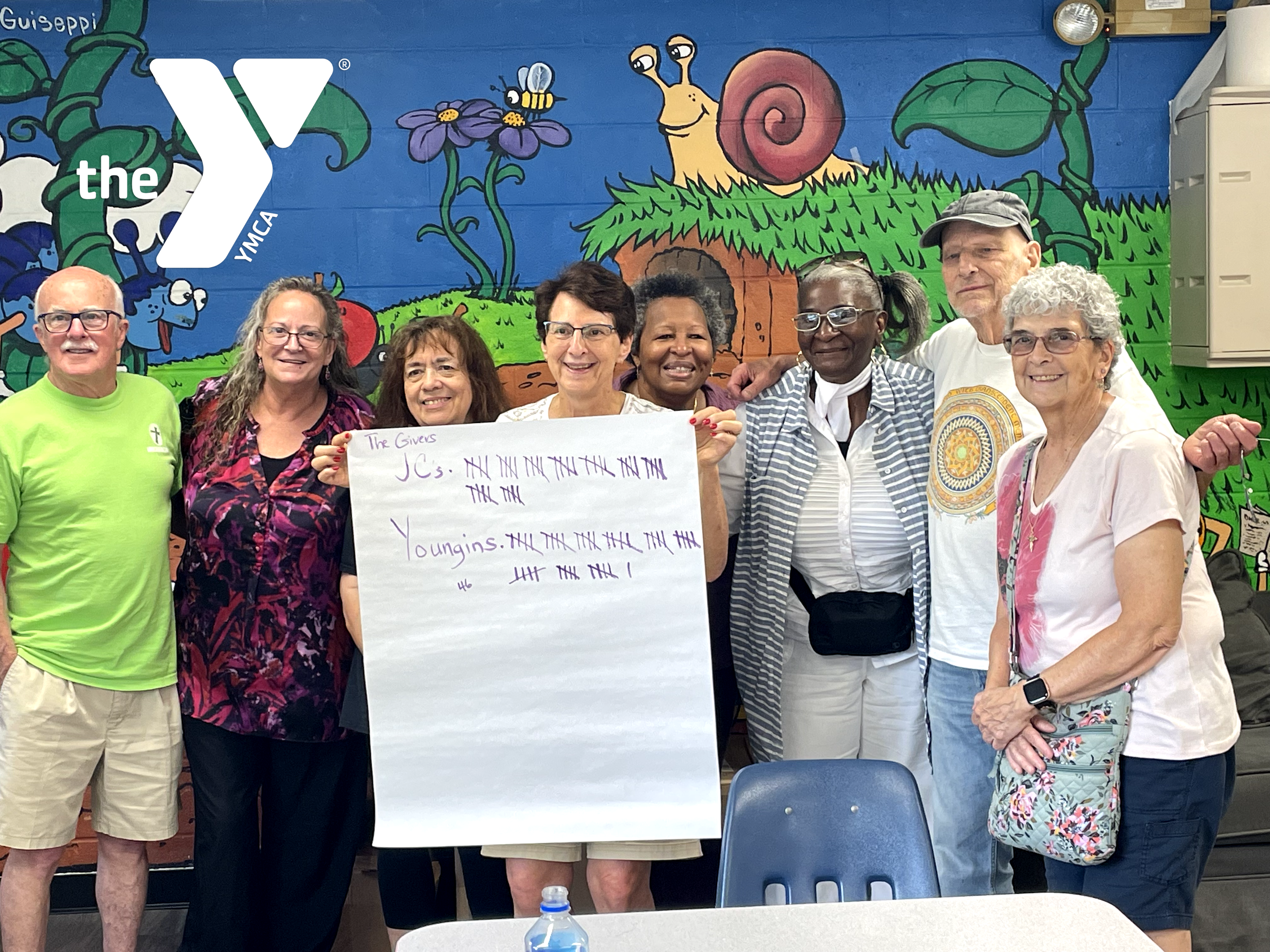 People featured in the attached photo: Left to right: Gary Greenwood, Dianna Guevarez, Jeanne Rezek, Camille Manning, Cheryl Harewood, Johnnie-Lee Smith, Neil Corday, Kathy Olivieri participating in one our Trivia and Ice Cream Social First Friday events.